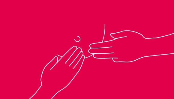 Illustration of woman checking her breasts for breast cancer