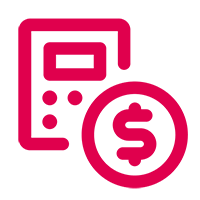 An icon of a calculator with a dollar symbol.