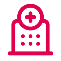 A hospital building icon.