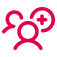 An icon of people with a plus symbol.