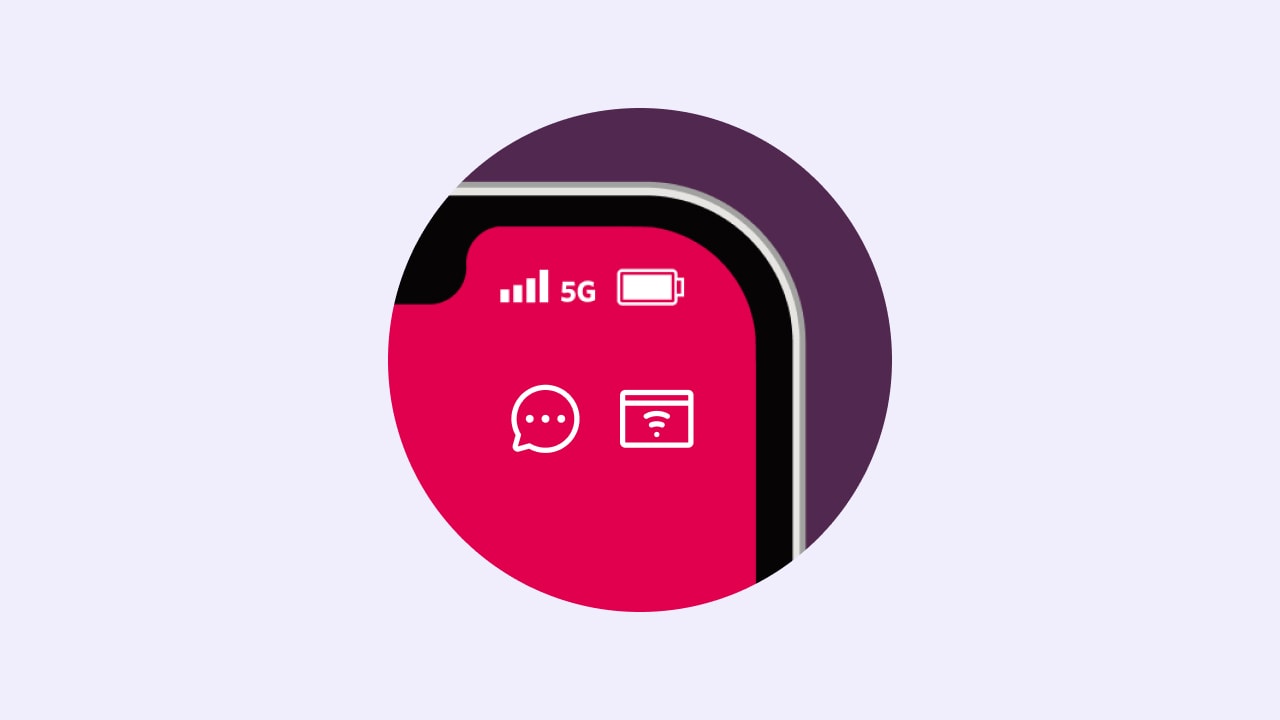 Illustration of a smartphone with a chat and digital card symbol shown.