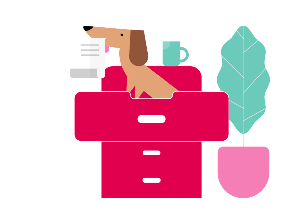 dog holding paper