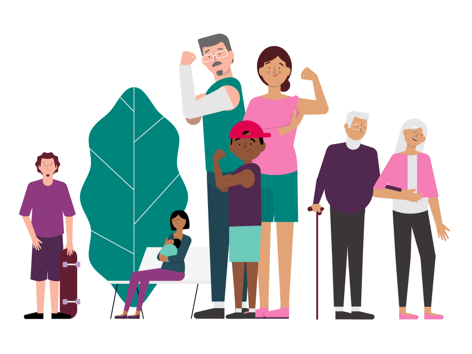 A group of healthy people out and about