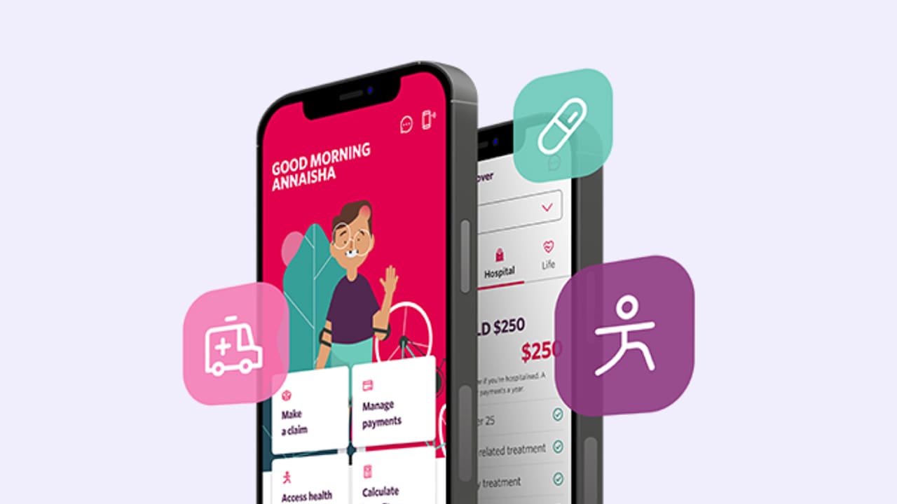 Illustration of two phones with the My Membership app shown on screen and several icons swirling around.