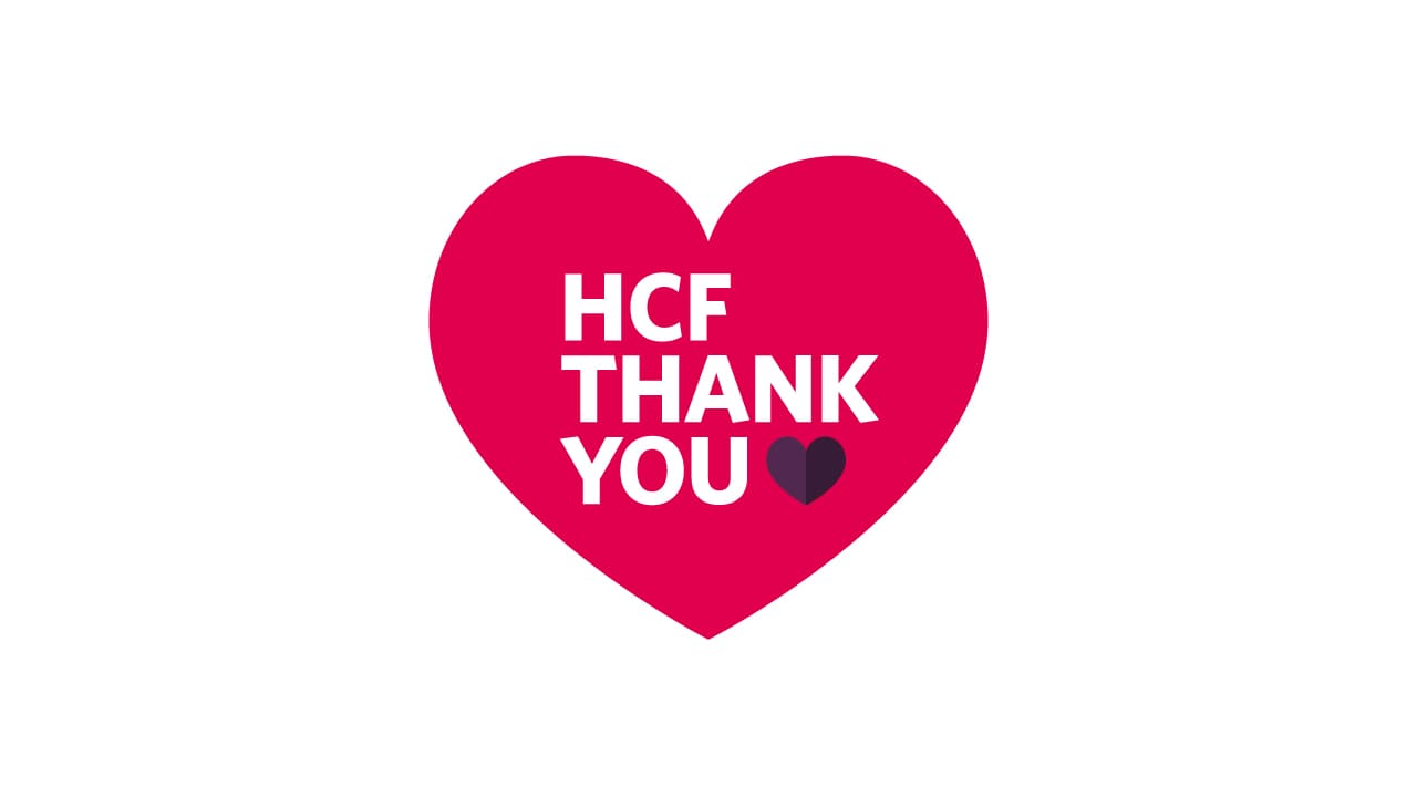 HCF Thank You rewards program logo.